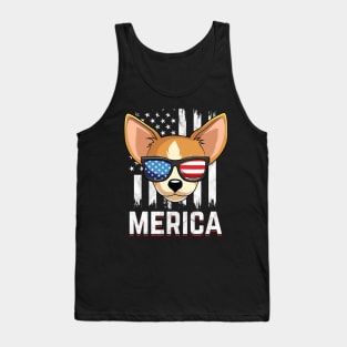 Chihuahua Dog American Flag Sunglasses Patriotic Tank Top